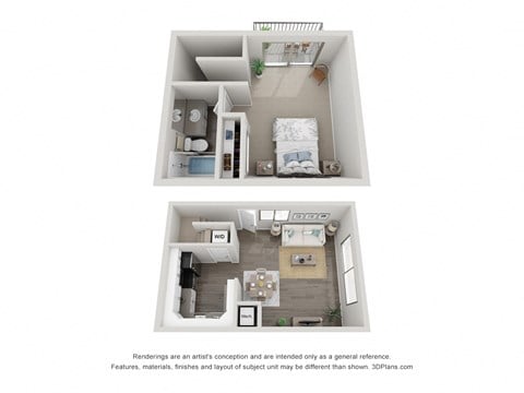 Floor plan for 1 bed, 1 bath, 693 sqft